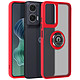 Coque pour Motorola Moto G35 Bague Métallique Support Vidéo Rouge Coque au dos transparent givré et contour Rouge, protection élégante pour votre Motorola Moto G35