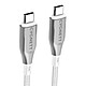 CYGNETT Câble USB-C vers USB-C Armoured Charge 100W et Synchronisation 480 Mbps 1m Blanc - Pourvu d'une puissance de sortie de 100 W, vous permettant de recharger rapidement votre appareil