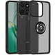 Coque pour Honor 200 Smart Bague Métallique Support Vidéo Noir Coque au dos transparent givré et contour Rouge, protection élégante pour votre Honor 200 Smart