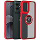Coque pour Motorola Moto G55 Bague Métallique Support Vidéo Rouge Coque au dos transparent givré et contour Rouge, protection élégante pour votre Motorola Moto G55