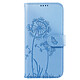 Zanaé Étui Portefeuille pour Galaxy S26 Premium Design Fleurs Papillon Bleu clair Étui au motif pissenlit gravé avec papillon en relief pour une protection esthétique et originale de votre Galaxy S26