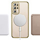 Coque Diamant pour Galaxy S26 Ultra avec Anneau Magnétique et Contour Strassé Dorée pas cher