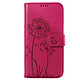 Zanaé Étui Portefeuille pour Galaxy A17 Premium Design Fleurs Papillon Fuchsia - Étui au motif pissenlit gravé avec papillon en relief pour une protection esthétique et originale de votre Galaxy A17