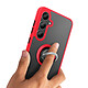 Coque pour Galaxy S26 FE avec Anneau Magnétique Rotatif et Finition Givrée Rouge pas cher