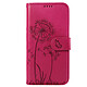 Zanaé Étui Portefeuille pour Galaxy S26 Premium Design Fleurs Papillon Fuchsia - Étui au motif pissenlit gravé avec papillon en relief pour une protection esthétique et originale de votre Galaxy S26