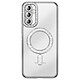 Coque Diamant pour Galaxy S26 Plus avec Anneau Magnétique et Contour Strassé Argent - Coque Diamant pour Galaxy S26 Plus avec Anneau Magnétique et Contour Strassé