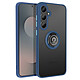 Coque pour Galaxy S26 FE avec Anneau Magnétique Rotatif et Finition Givrée Bleu nuit - Cette coque pour Samsung Galaxy S26 FE présente un dos rigide en polycarbonate givré, à surface résistante aux rayures et aux traces