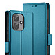 Acheter Étui Portefeuille pour Redmi Note 17 Pro Effet Cuir Givré avec Support Bleu canard