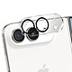 Protection Caméra pour iPhone Duo Série Full Coverage en Verre Trempé 9H Noir / Transparent Conçue sur mesure pour votre iPhone Duo, cette protection caméra épouse précisément le bloc photo arrière afin d'assurer une couverture efficace au quotidien.